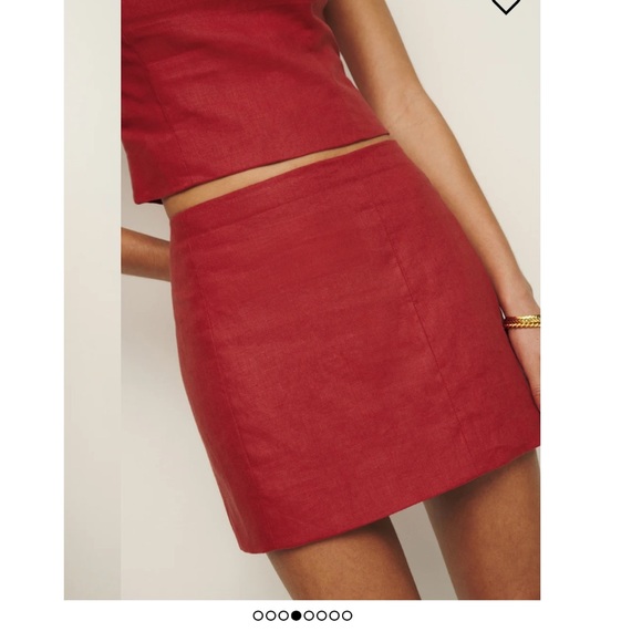 Reformation 4 Grace 100% Linen Two Piece Top Skirt Sundried Tomato Red EXCELLENT - Picture 3 of 16